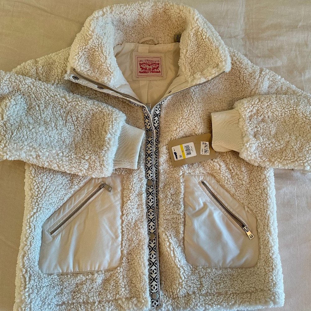 Women's Levi's® Sherpa Teddy Jacket, Medium, Almond